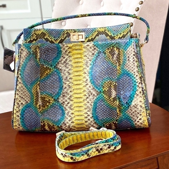Grand Pele Collection Python Leather Satchel / Crossbody - Picture 1 of 15